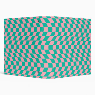 Warped Check Retro Chequerboard Pink Green Pattern Binder