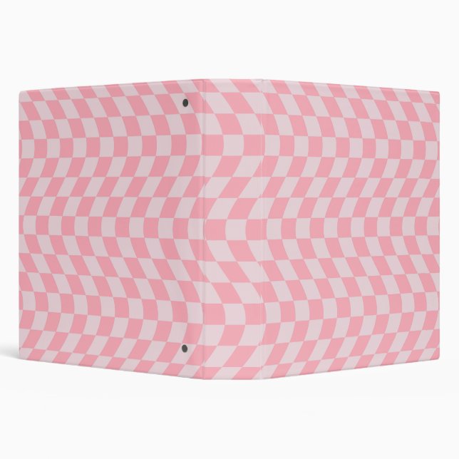 Warped Check Retro Chequerboard Pink Lilac Patter Binder (Background)
