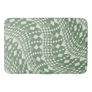 Warped Checks in Green Bath Mat