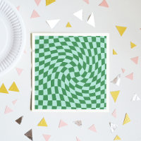 Warped Green Blue Checkered Checkerboard Retro