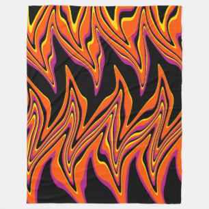 Warped in Black, Pink, Orange and Yellow Fleece Blanket