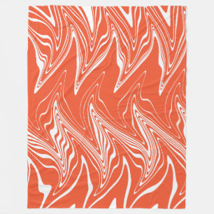 Warped - Orange and White Fleece Blanket
