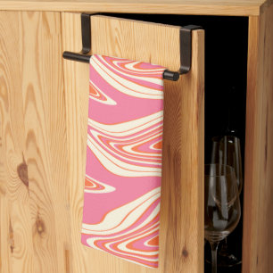 Warped - Pink, Orange and Cream Kitchen Towel
