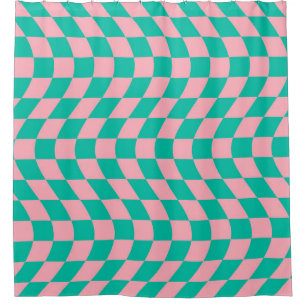 Warped Retro Chequerboard Pink Green Chequered