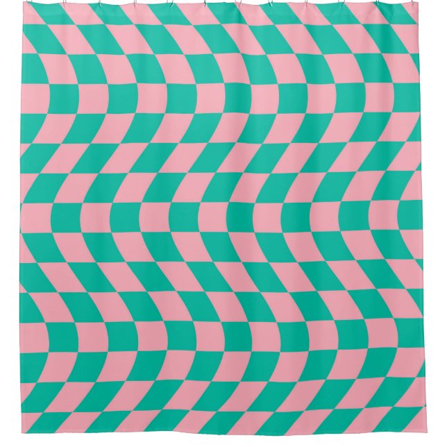 Warped Retro Chequerboard Pink Green Chequered (Front)