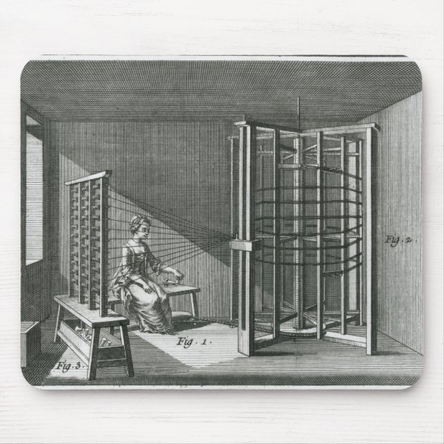 Warping silk threads, illustration Encylopedia Mouse Pad (Front)