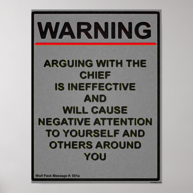 Warrant Officer Warning Message Poster (Front)
