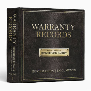 Warranty Records Binder