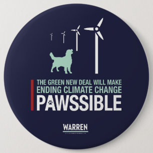 Warren 2020 - Bailey - Green New Deal 6 Inch Round Button