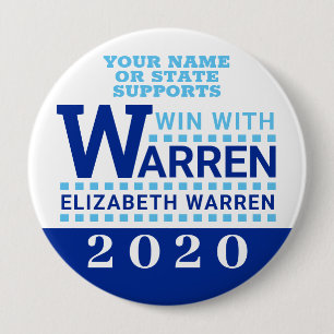 Warren 2020 Resist Persist Win With Warren 4 Inch Round Button