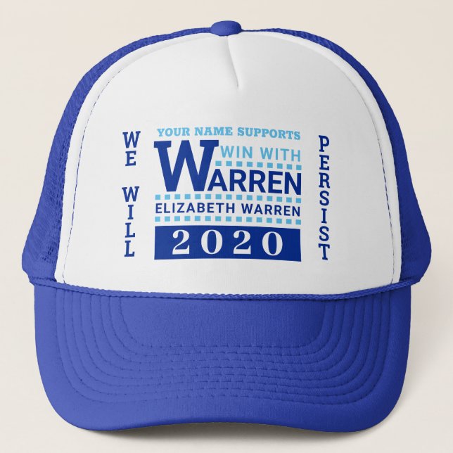 Warren 2020 Win With Warren Personalized Trucker Hat (Front)
