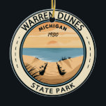Warren Dunes State Park Michigan Vintage Ceramic Ornament<br><div class="desc">Warren Dunes State Park artwork design. The park's large sand dunes and lakeshore beaches make it one of the most popular of Michigan’s state parks</div>