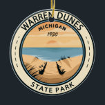 Warren Dunes State Park Michigan Vintage Ceramic Ornament<br><div class="desc">Warren Dunes State Park artwork design. The park's large sand dunes and lakeshore beaches make it one of the most popular of Michigan’s state parks</div>