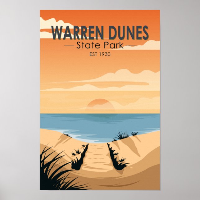 Warren Dunes State Park Michigan Vintage Poster (Front)