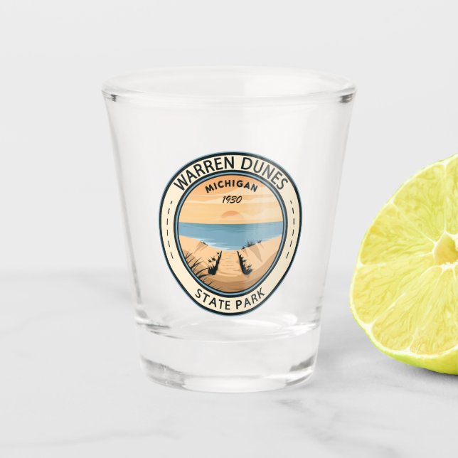 Warren Dunes State Park Michigan Vintage Shot Glass (Front)