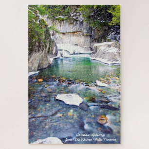 Warren Falls Vermont.Christmas Greetings Jigsaw Pu Jigsaw Puzzle
