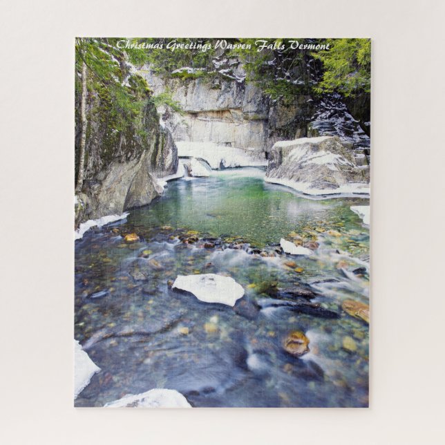 Warren Falls Vermont. Christmas Greetings Jigsaw Puzzle (Vertical)