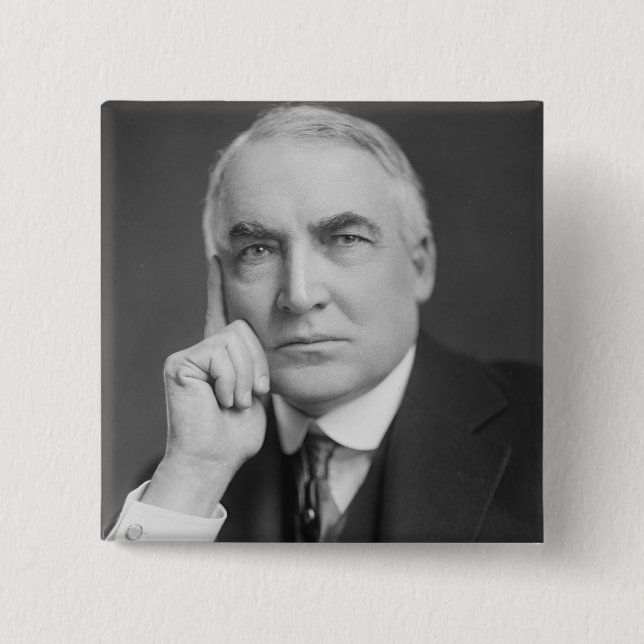 Warren G. Harding 2 Inch Square Button (Front)