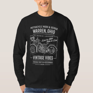 Warren OH USA Vintage Style Motorcycle Design T-Shirt