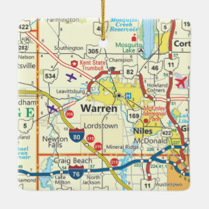 Warren Ohio Map Ceramic Ornament