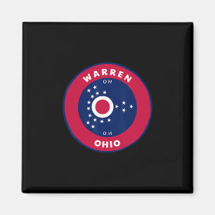 Warren Ohio Oh Flag Badge Roundlet Souvenir  Magnet