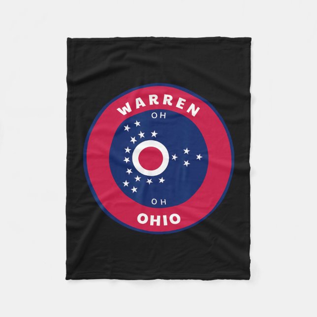 Warren Ohio Oh Flag Dge Roundlet Souvenir  Fleece Blanket (Front)