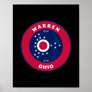 Warren Ohio Oh Flag Dge Roundlet Souvenir Poster