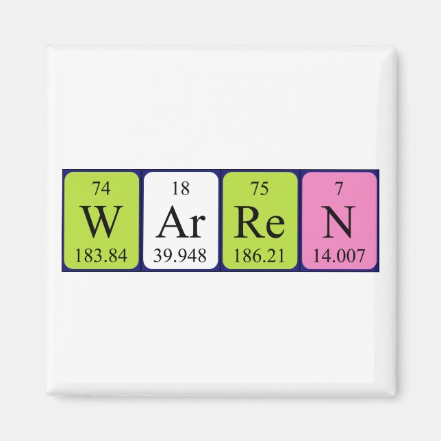Warren periodic table name magnet (Front)