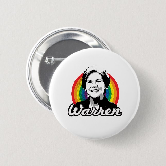 Warren Rainbow Pride 2 Inch Round Button (Front & Back)