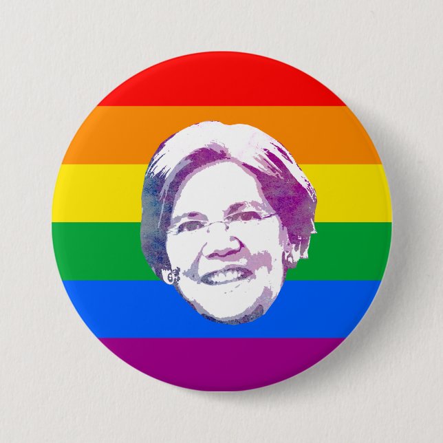 Warren Rainbow Stripes 3 Inch Round Button (Front)