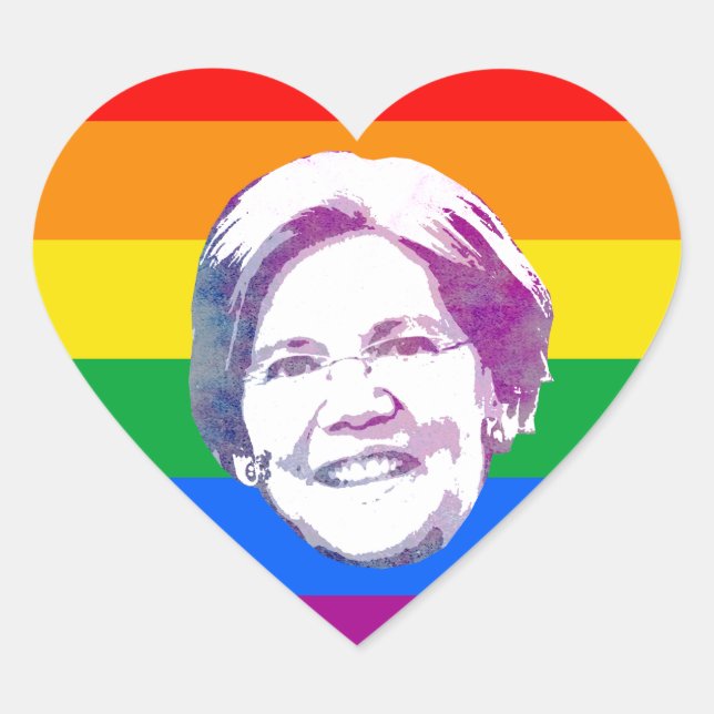 Warren Rainbow Stripes Heart Sticker (Front)