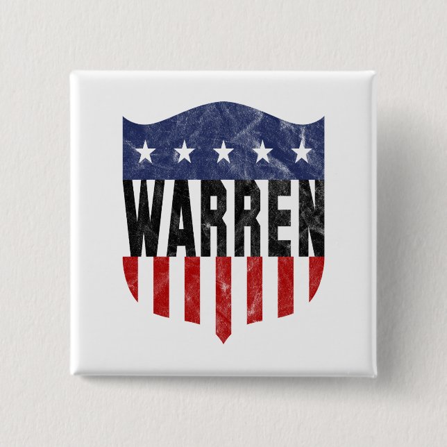 WARREN stars and stripes 2 Inch Square Button (Front)