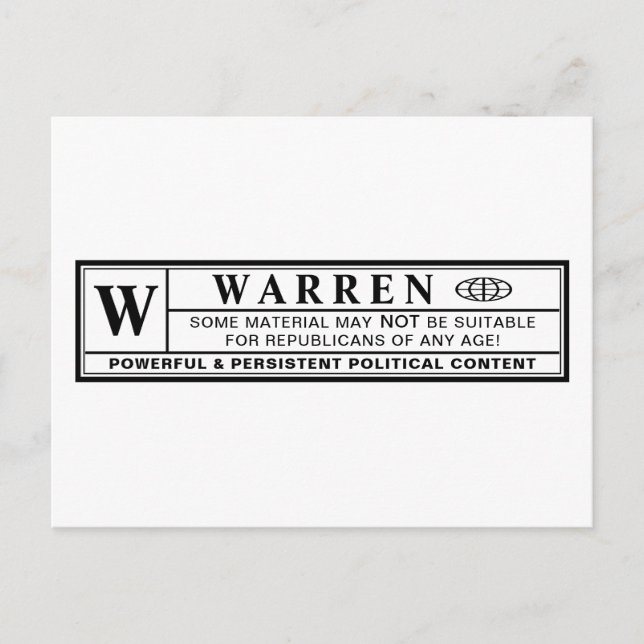 Warren Warning Label Postcard (Front)