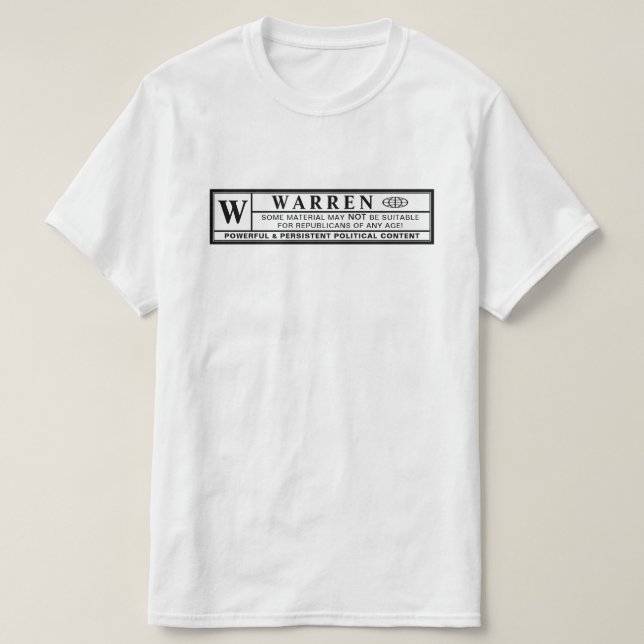 Warren Warning Label T-Shirt (Design Front)