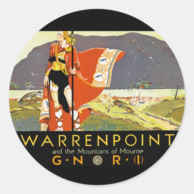 Warrenpint and the Mountians of Mourne Classic Round Sticker (Front)