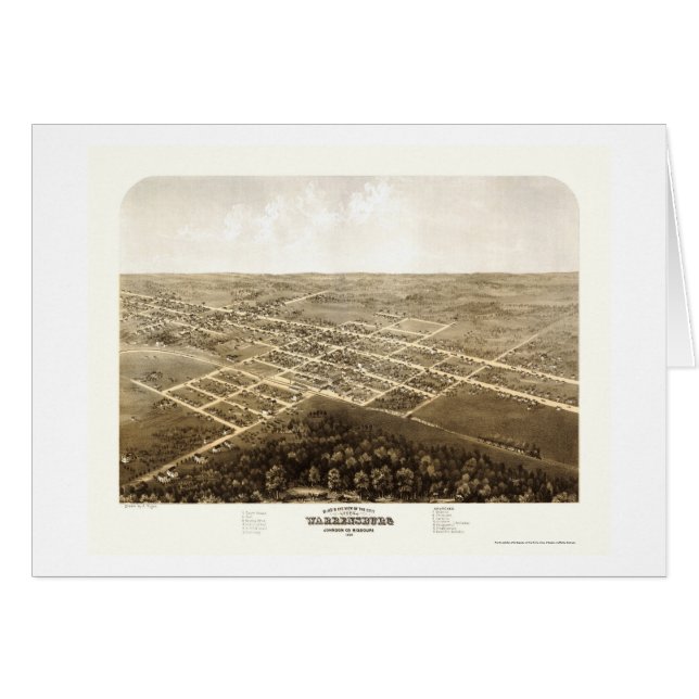 Warrensburg, carte panoramique de MOIS - 1869 (Devant horizontal)