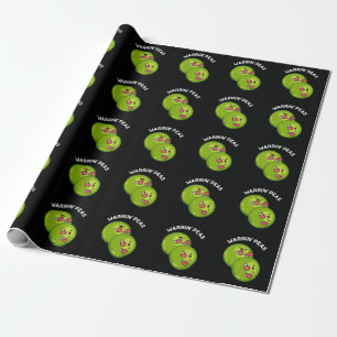 Warrin Peace Funny Pea Puns Dark BG Wrapping Paper