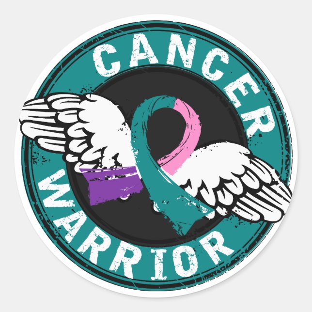 Warrior 14C Thyroid Cancer Classic Round Sticker (Front)