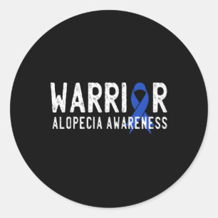 Warrior Alopecia Awareness Blue AA Ribbon Support Classic Round Sticker