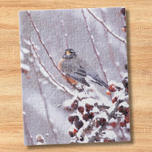 Warrior American Robin In Winter Jigsaw Puzzle