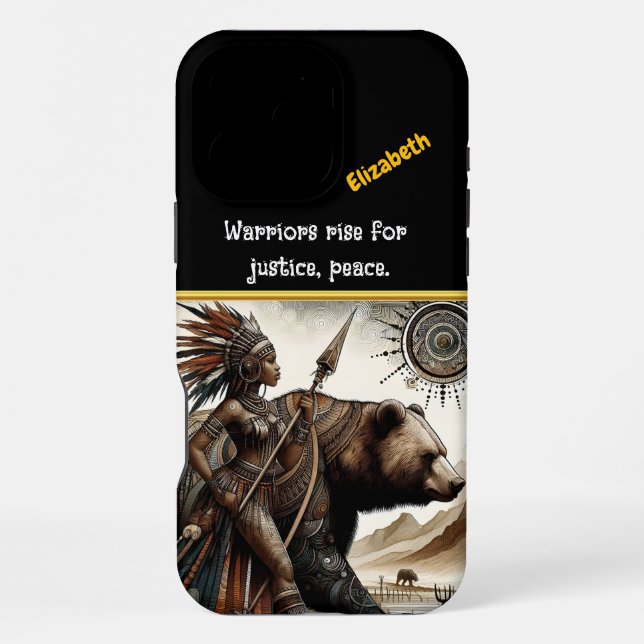 Warrior and her bear stand strong iPhone case (Back)