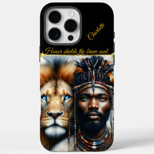 Warrior and lion unite in strength.  iPhone 16 pro max case