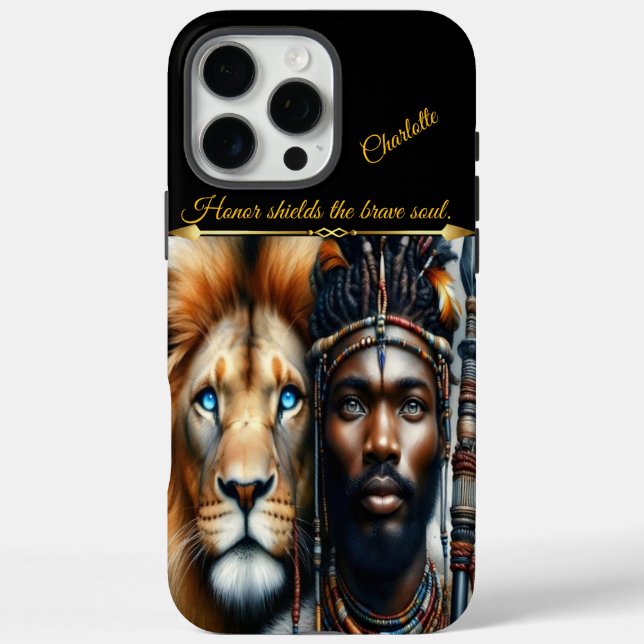 Warrior and lion unite in strength.  Case-Mate iPhone case (Back)
