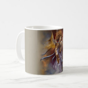 Warrior Angel Of Protection In Watercolor Lavender Coffee Mug