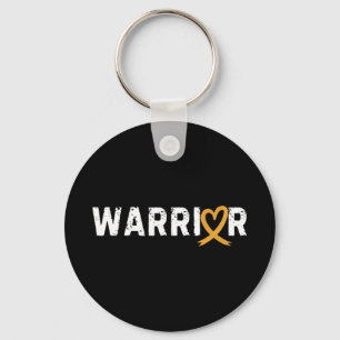 Warrior Appendix Cancer Fighter Heart Amber Ribbon Keychain