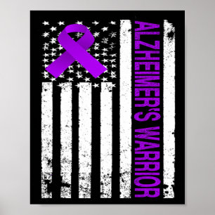 Warrior Awareness - Usa Flag Purple Ribbon Poster