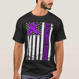 Warrior Awareness - Usa Flag Purple Ribbon  T-Shirt