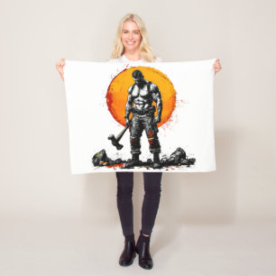 warrior barbarian medieval fantasy Fleece Blanket