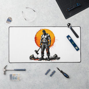 warrior barbarian medieval fantasy hummer Desk Mat