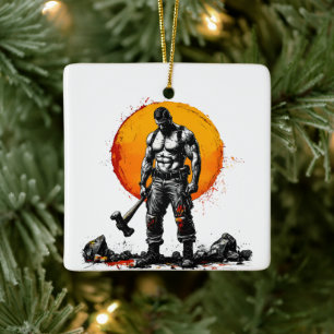 warrior barbarian medieval fantasy hummer Ornament